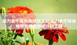 磁力金牛服务商投放工具 磁力金牛短视频带货批量创建计划工具