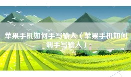 苹果手机如何手写输入（苹果手机如何调手写输入）