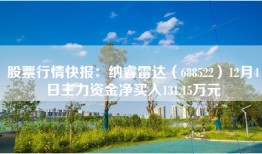 股票行情快报：纳睿雷达（688522）12月4日主力资金净买入131.15万元