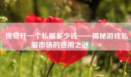 传奇开一个私服多少钱——揭秘游戏私服市场的费用之谜＊＊
