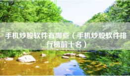 手机炒股软件有哪些（手机炒股软件排行榜前十名）