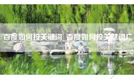 百度如何投关键词_百度如何投关键词广告