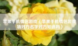 苹果手机情侣游戏（苹果手机情侣游戏填对方名字对方知道吗）