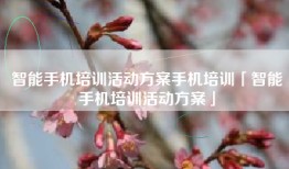 智能手机培训活动方案手机培训「智能手机培训活动方案」