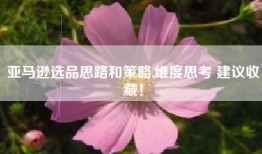 亚马逊选品思路和策略,维度思考 建议收藏！