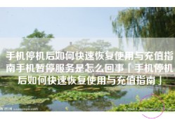 手机停机后如何快速恢复使用与充值指南手机暂停服务是怎么回事「手机停机后如何快速恢复使用与充值指南」