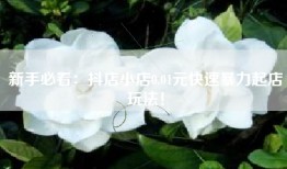 新手必看：抖店小店0.01元快速暴力起店玩法！