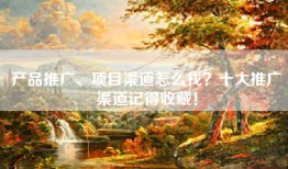 产品推广、项目渠道怎么找？十大推广渠道记得收藏！
