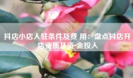 抖店小店入驻条件及费 用：盘点抖店开店资质及资 金投入
