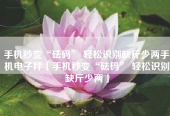 手机秒变“砝码” 轻松识别缺斤少两手机电子秤「手机秒变“砝码” 轻松识别缺斤少两」