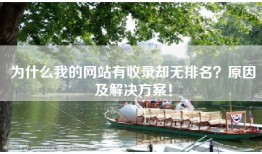 为什么我的网站有收录却无排名？原因及解决方案！