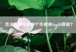 怎么关联小程序？小程序AppID获取？
