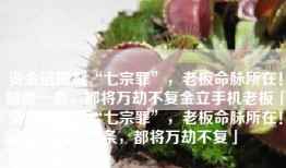 资金链断裂“七宗罪”，老板命脉所在！随便一条，都将万劫不复金立手机老板「资金链断裂“七宗罪”，老板命脉所在！随便一条，都将万劫不复」