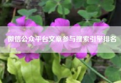 微信公众平台文章参与搜索引擎排名