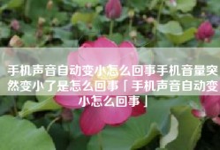 手机声音自动变小怎么回事手机音量突然变小了是怎么回事「手机声音自动变小怎么回事」