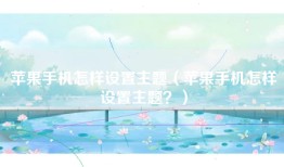 苹果手机怎样设置主题（苹果手机怎样设置主题？）