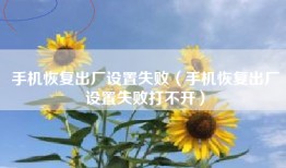 手机恢复出厂设置失败（手机恢复出厂设置失败打不开）