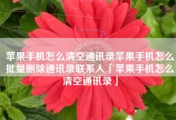 苹果手机怎么清空通讯录苹果手机怎么批量删除通讯录联系人「苹果手机怎么清空通讯录」
