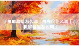 手机屏幕暗怎么调手机亮度怎么调「手机屏幕暗怎么调」