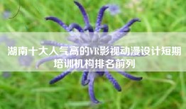 湖南十大人气高的VR影视动漫设计短期培训机构排名前列