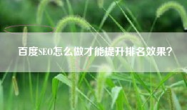 百度SEO怎么做才能提升排名效果？