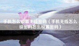 手机怎么设置无线密码（手机无线怎么设密码怎么设置密码）