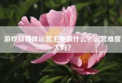 游戏自媒体运营主要做什么？运营难度大吗？