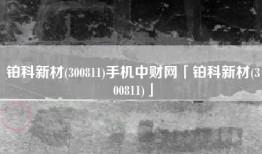 铂科新材(300811)手机中财网「铂科新材(300811)」