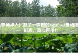 职场神人！熬了一夜做的35份Excel自动排班表，真心好用！