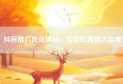 抖音推广优化揭秘，性价比真相大起底