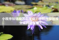 小程序短链接怎么生成？小程序短链接生成网址在哪？