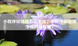 小程序短链接怎么生成？小程序短链接生成网址在哪？