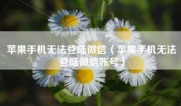 苹果手机无法登陆微信（苹果手机无法登陆微信账号）