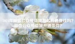 2024年微信公众号商城怎么开通要钱吗？微信公众号商城开通条件？