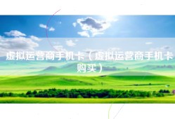 虚拟运营商手机卡（虚拟运营商手机卡购买）