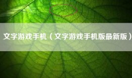 文字游戏手机（文字游戏手机版最新版）