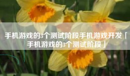 手机游戏的3个测试阶段手机游戏开发「手机游戏的3个测试阶段」