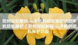 如何轻松解锁vivo手机的隐私保护功能手机隐私保护「如何轻松解锁vivo手机的隐私保护功能」