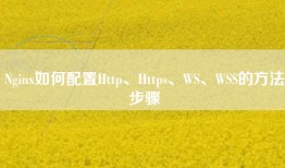 Nginx如何配置Http、Https、WS、WSS的方法步骤