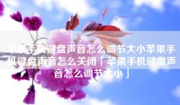 苹果手机键盘声音怎么调节大小苹果手机键盘声音怎么关闭「苹果手机键盘声音怎么调节大小」
