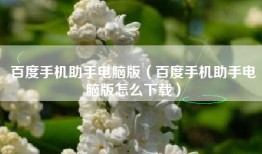百度手机助手电脑版（百度手机助手电脑版怎么下载）