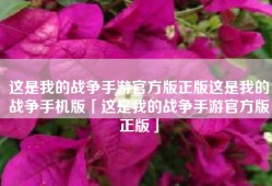 这是我的战争手游官方版正版这是我的战争手机版「这是我的战争手游官方版正版」