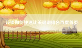 浅谈如何快速让关键词排名百度首页
