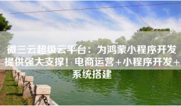 微三云超级云平台：为鸿蒙小程序开发提供强大支撑！电商运营+小程序开发+系统搭建