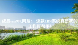 成品crm999,网友： 这款CRM系统真是我的工作好帮手！