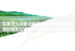 苹果怎么设置返回键在悬浮球苹果手机返回键怎么设置「苹果怎么设置返回键在悬浮球」