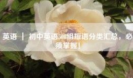 英语 ｜ 初中英语500组短语分类汇总，必须掌握！