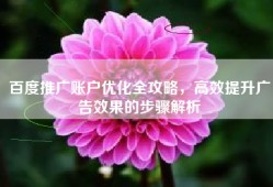 百度推广账户优化全攻略，高效提升广告效果的步骤解析