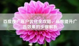 百度推广账户优化全攻略，高效提升广告效果的步骤解析