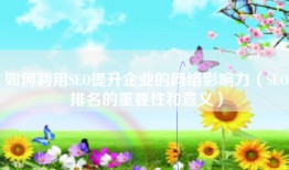 如何利用SEO提升企业的网络影响力（SEO排名的重要性和意义）